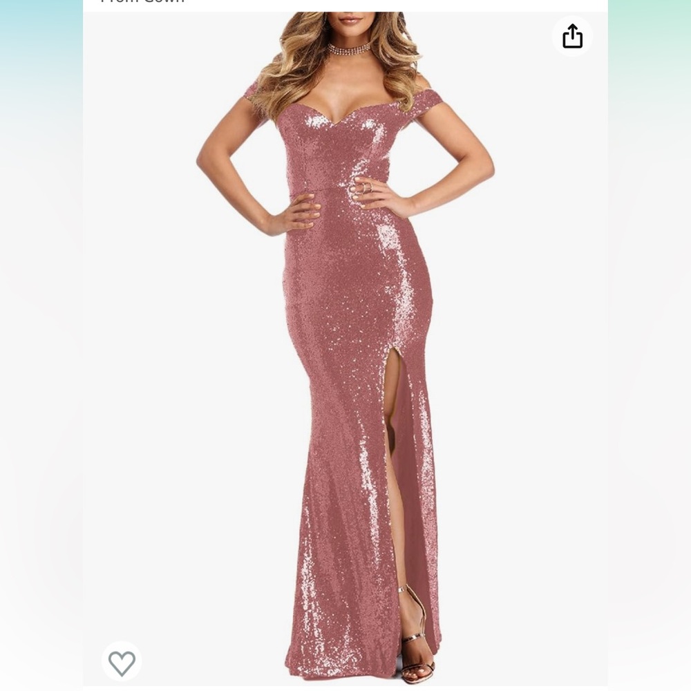 Formal Rose Gold Sequin Mermaid Dress w/ Side Split 💕